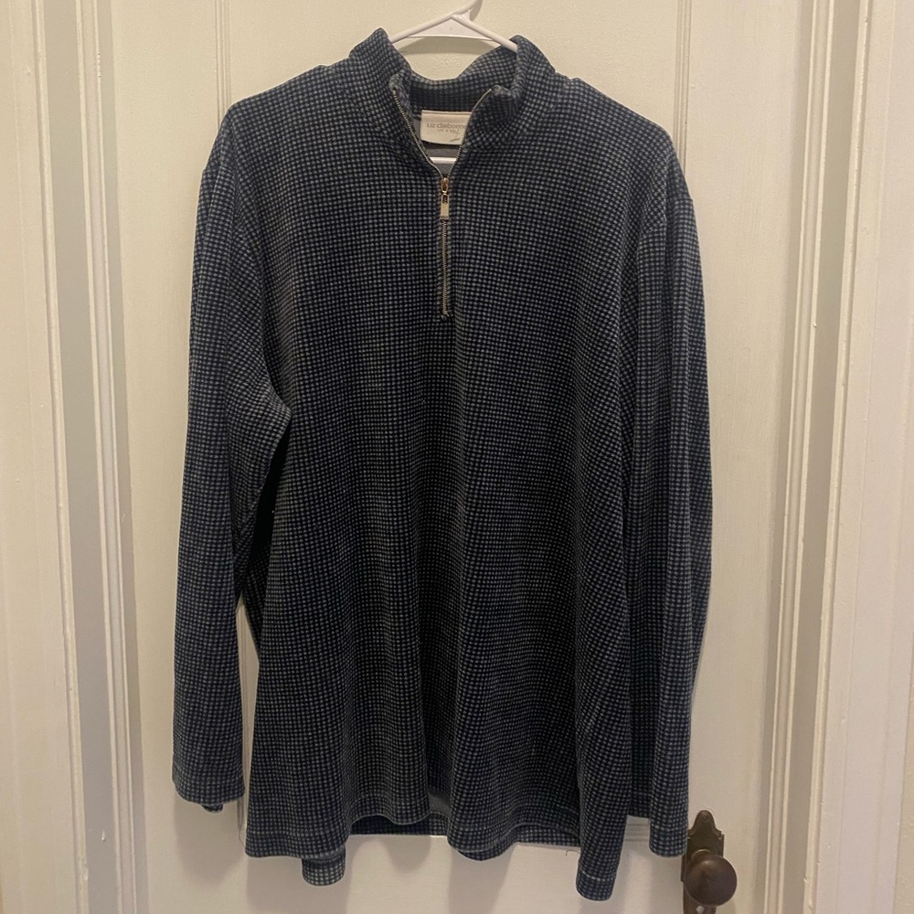 WOMENS Liz Claiborne velvety houndstooth half-zip. Size XL